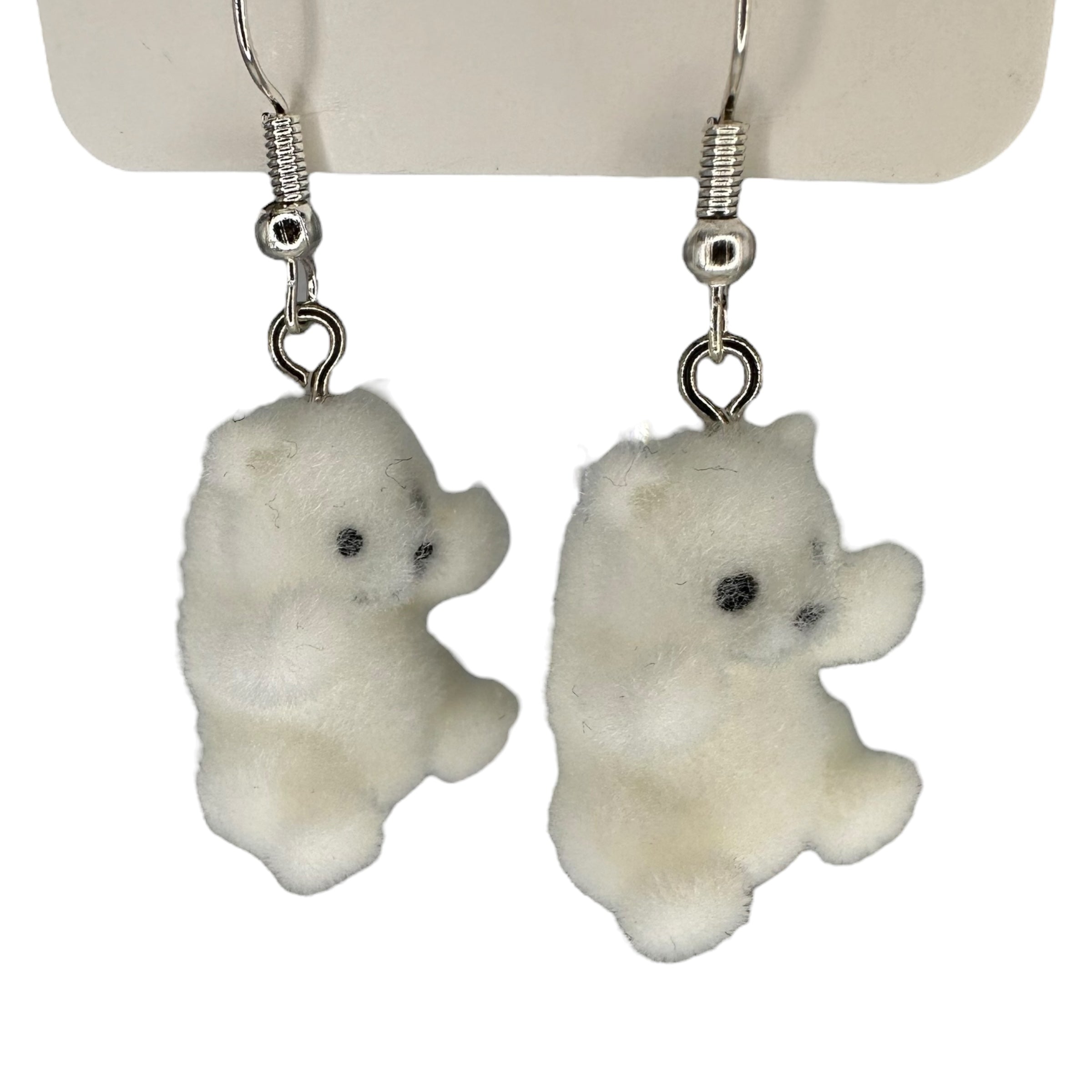 Fuzzy Polar Bear Charm Earrings