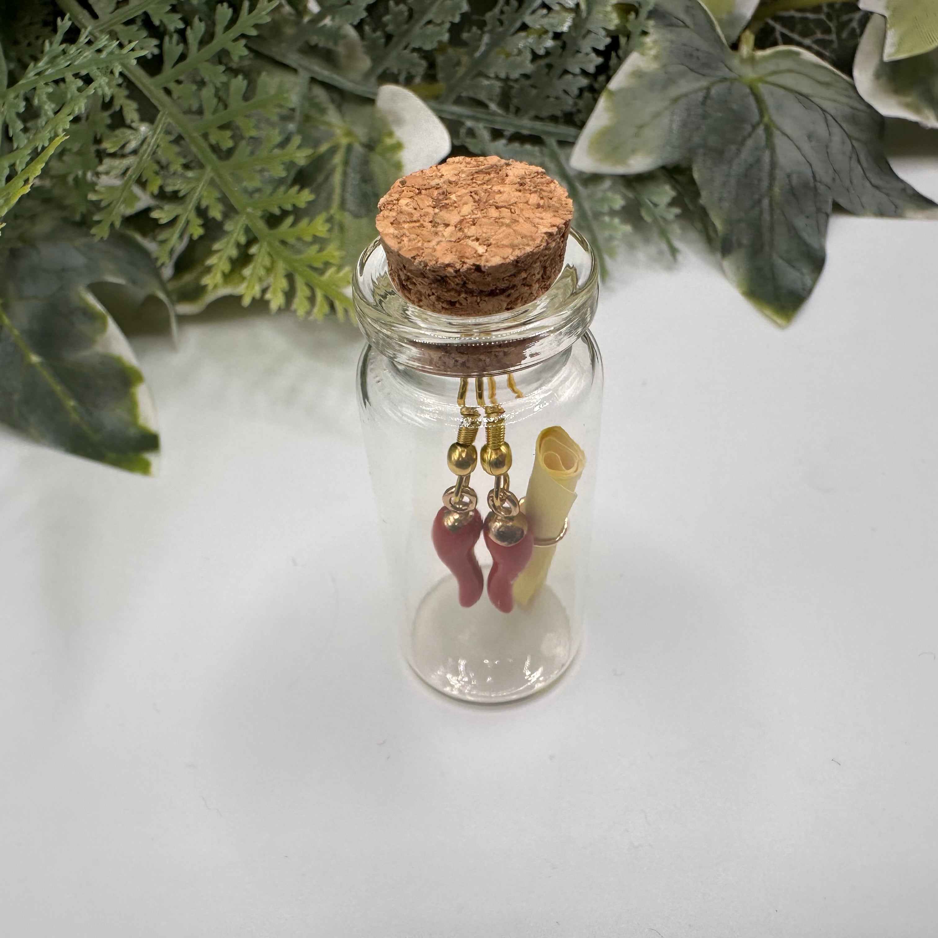 Red Chilli Pepper Bottled Charm Earrings - Gift Boxed