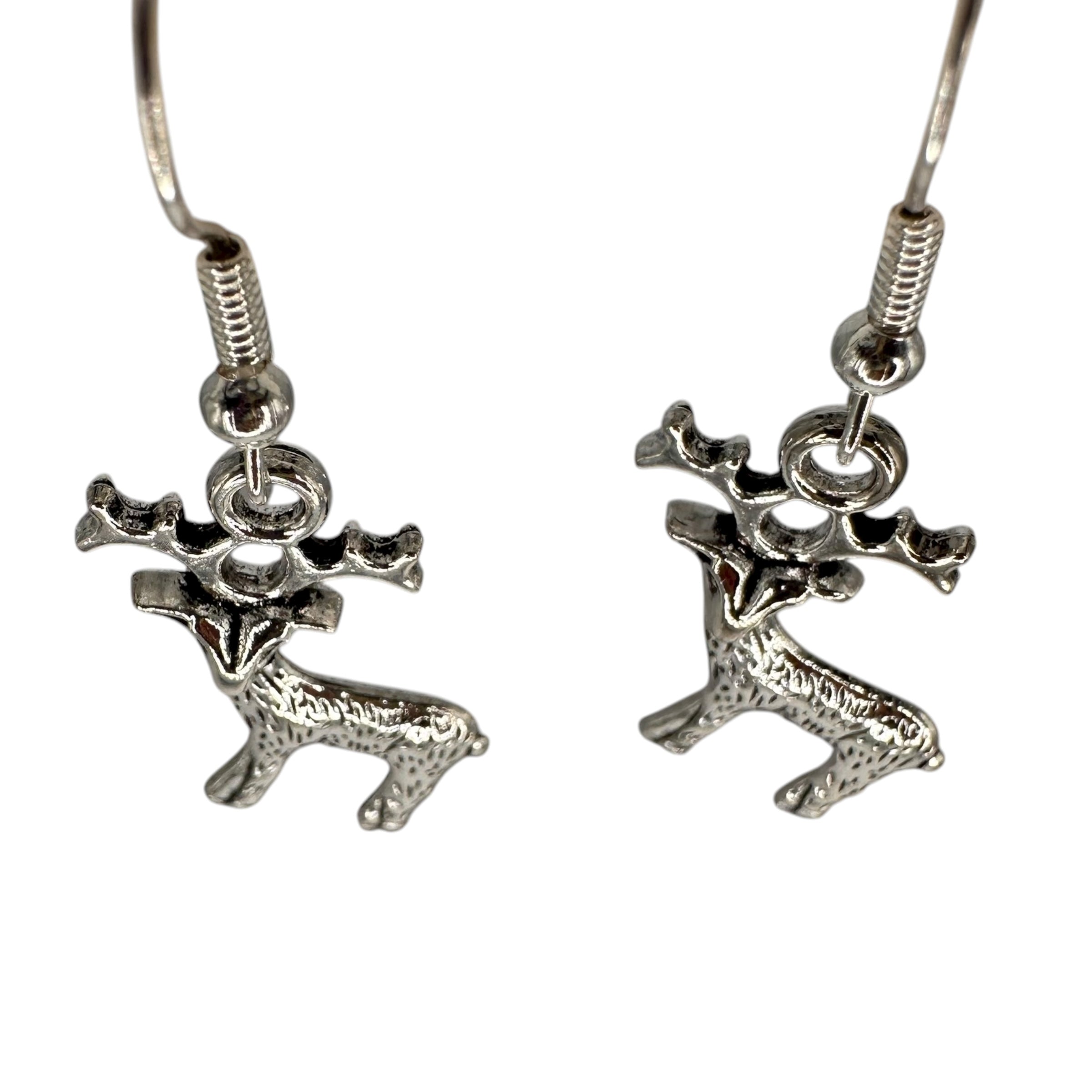 Silver Stag Charm Earrings