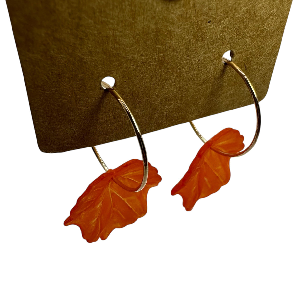 Orange Autumn Leaf Charm Earrings