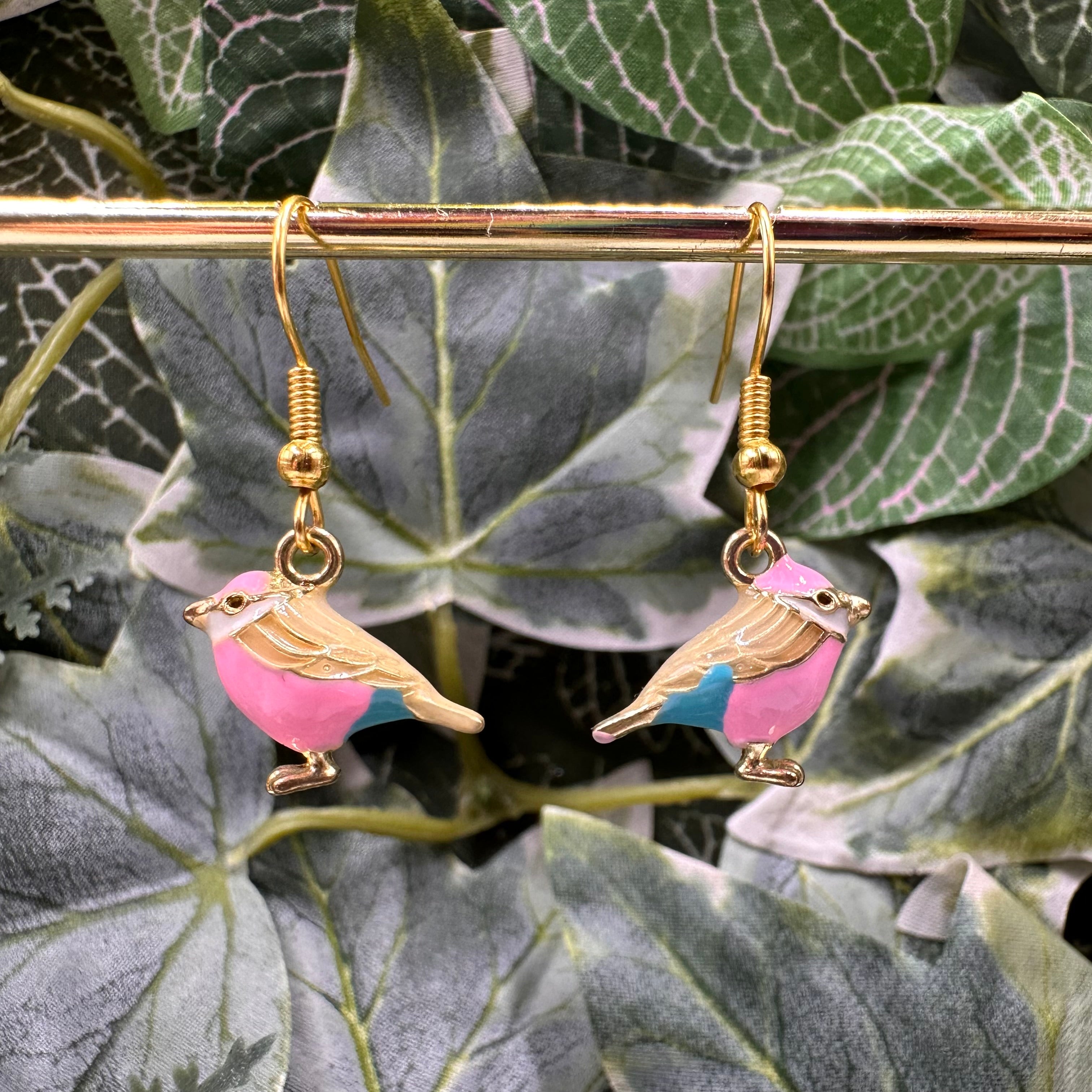 Pastel Bird Charm Earrings