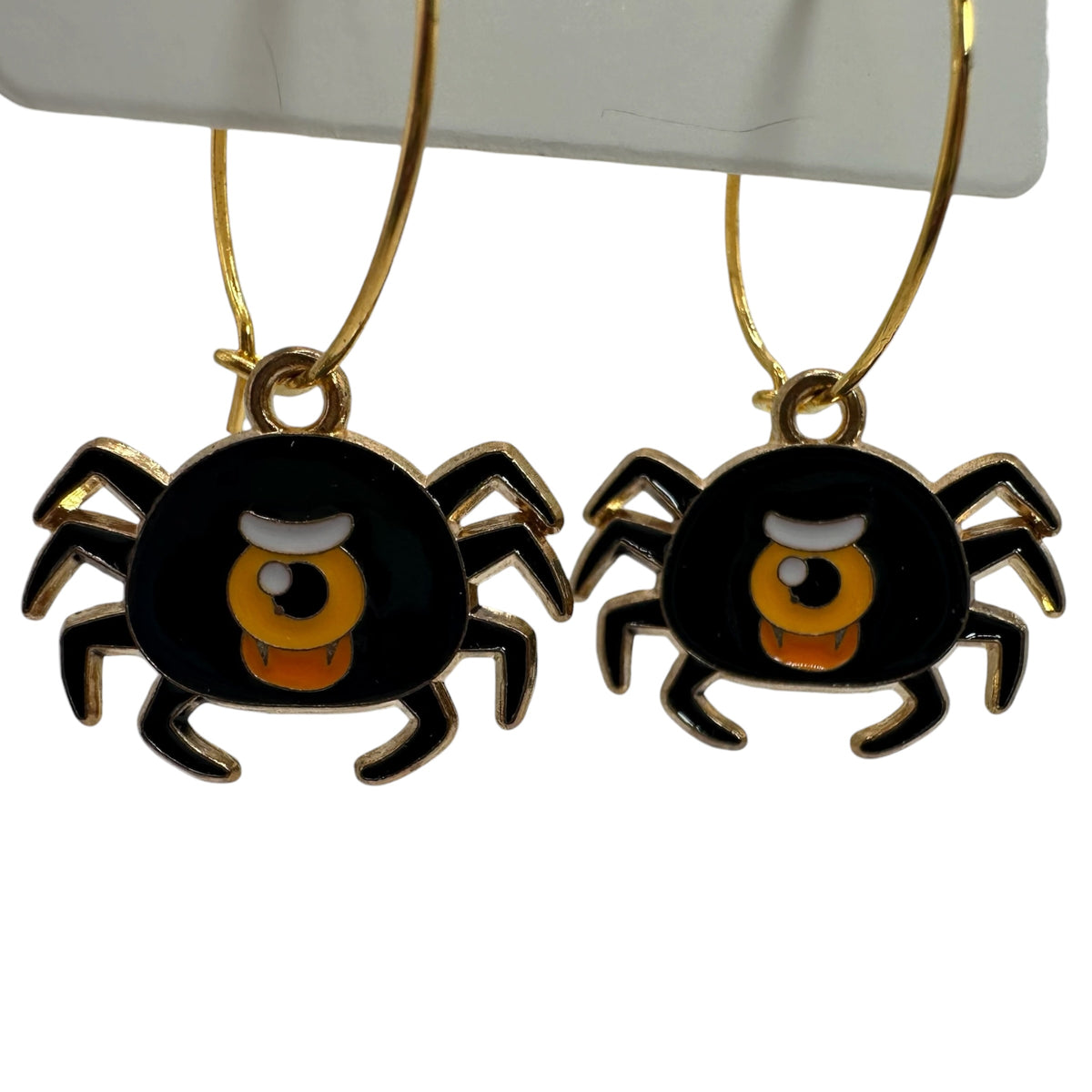 One-Eyed Spooky Spider Charm Earrings