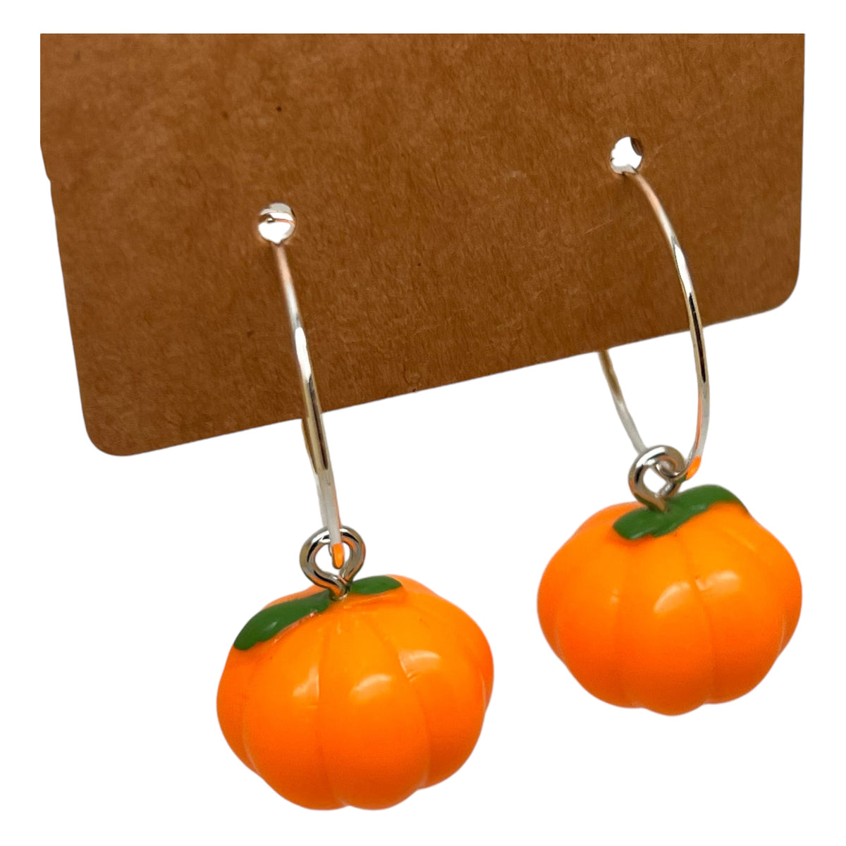 Plastic pumpkin Halloween charm earrings — Rebel Aura handmade jewellery