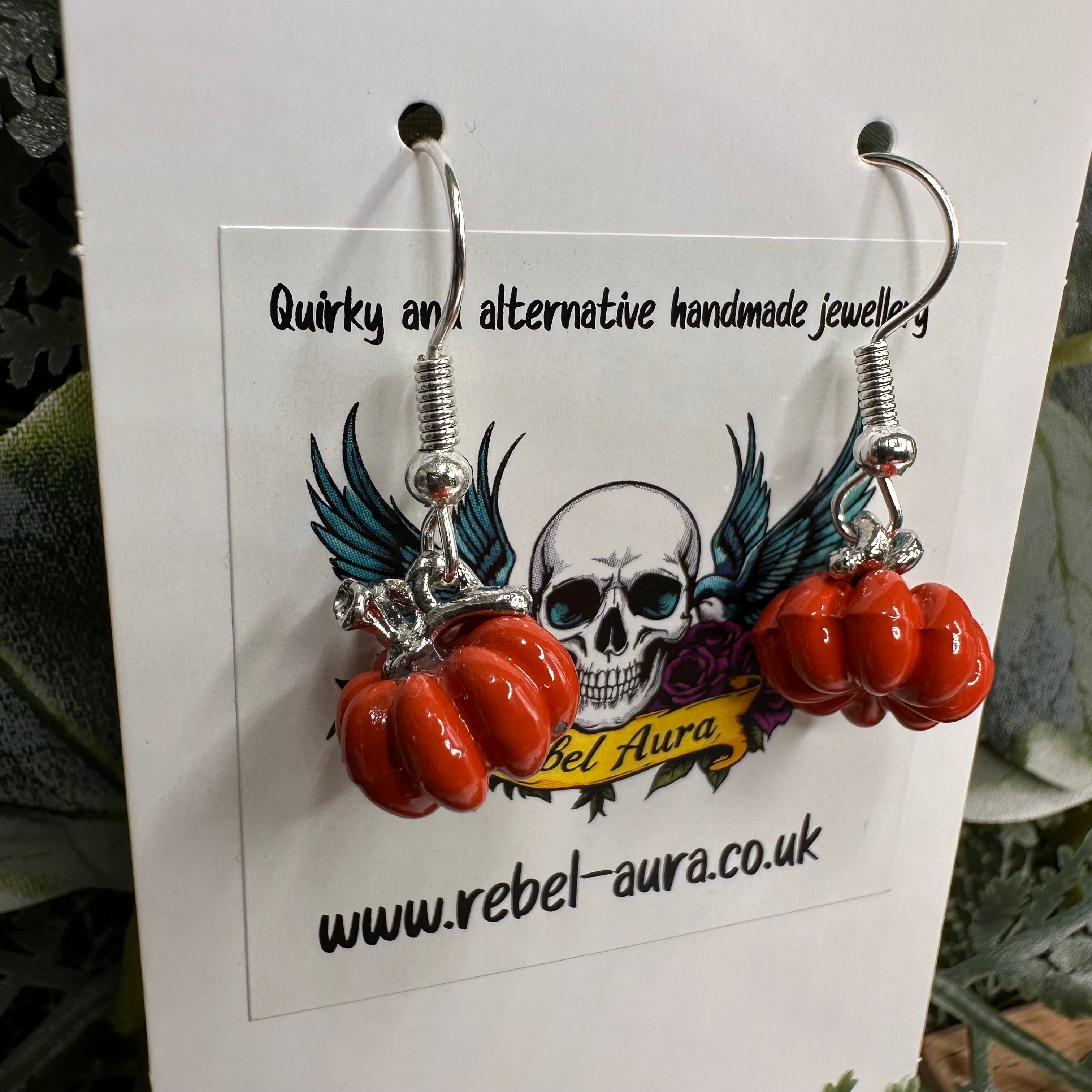 Orange Pumpkin Charm Earrings