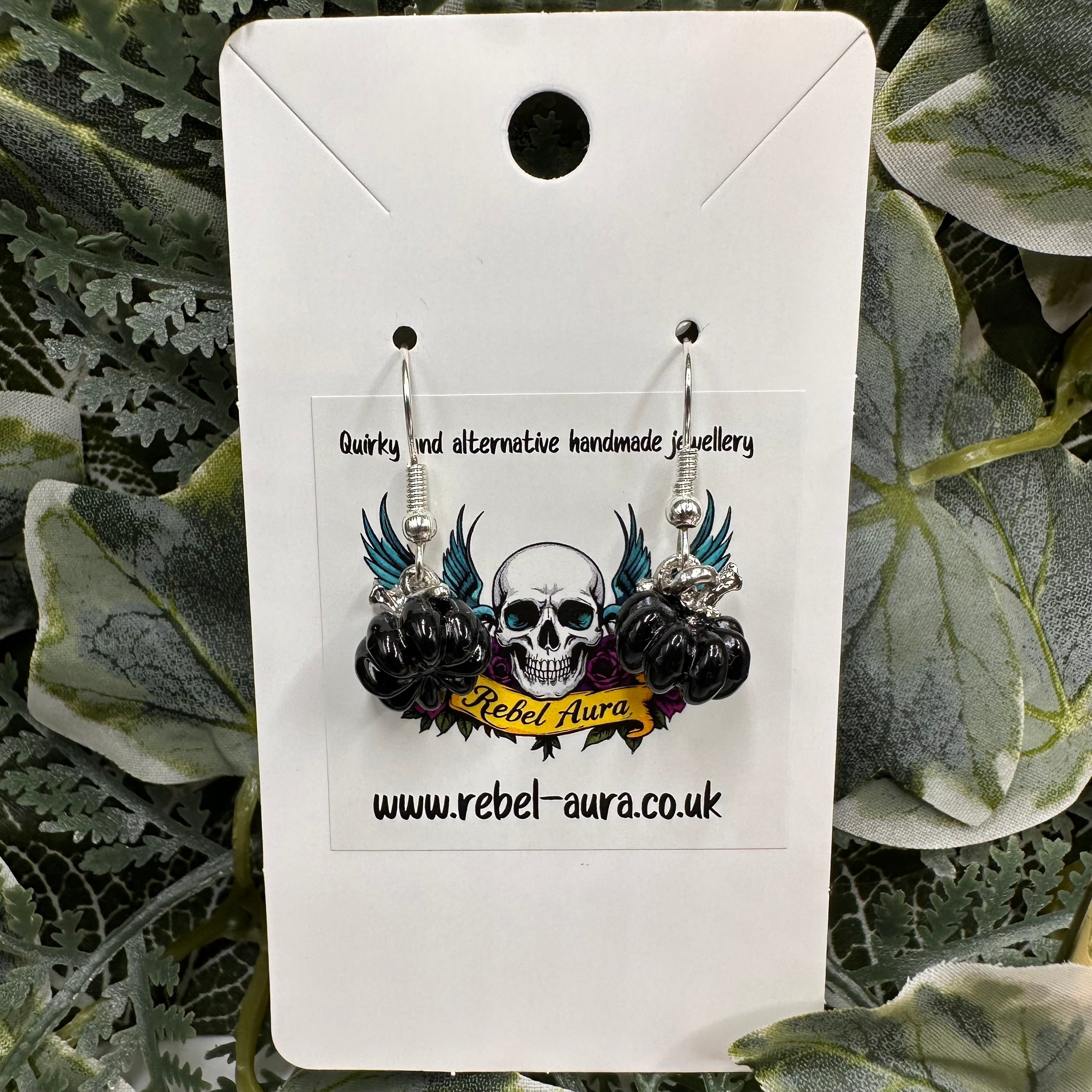 Black Pumpkin Charm Earrings