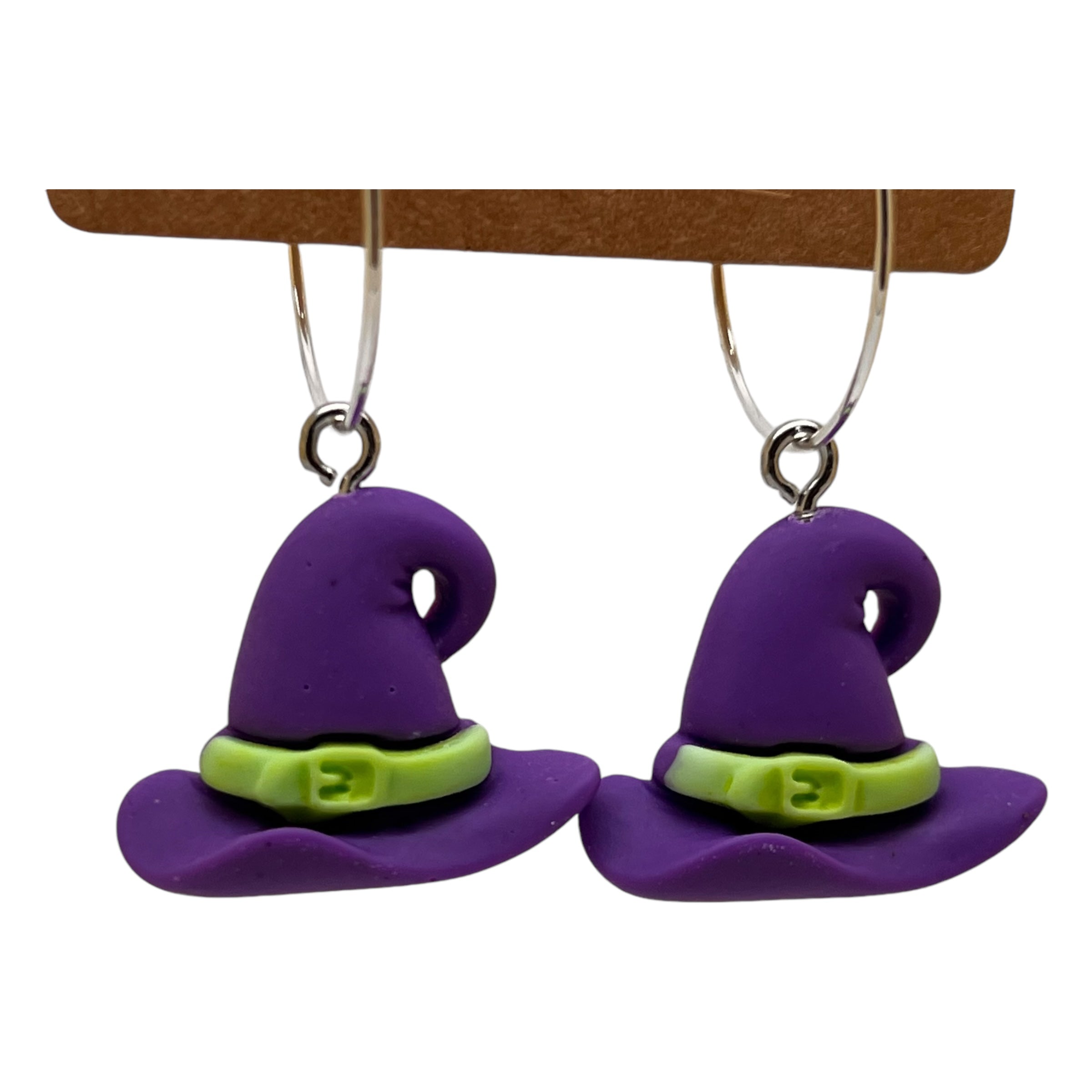 Purple Witch Hat Charm Earrings