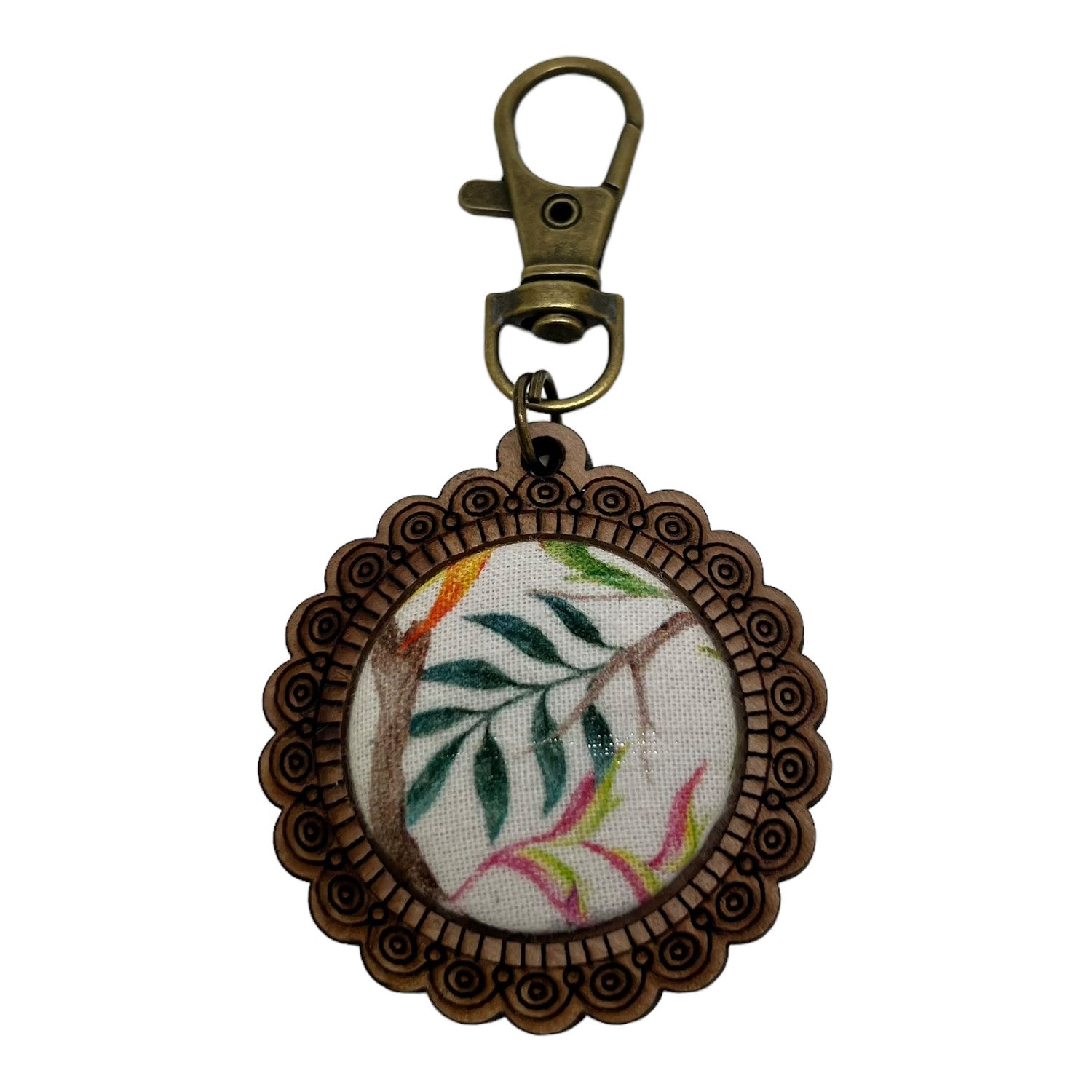 Tropical Plants Wooden Key Ring