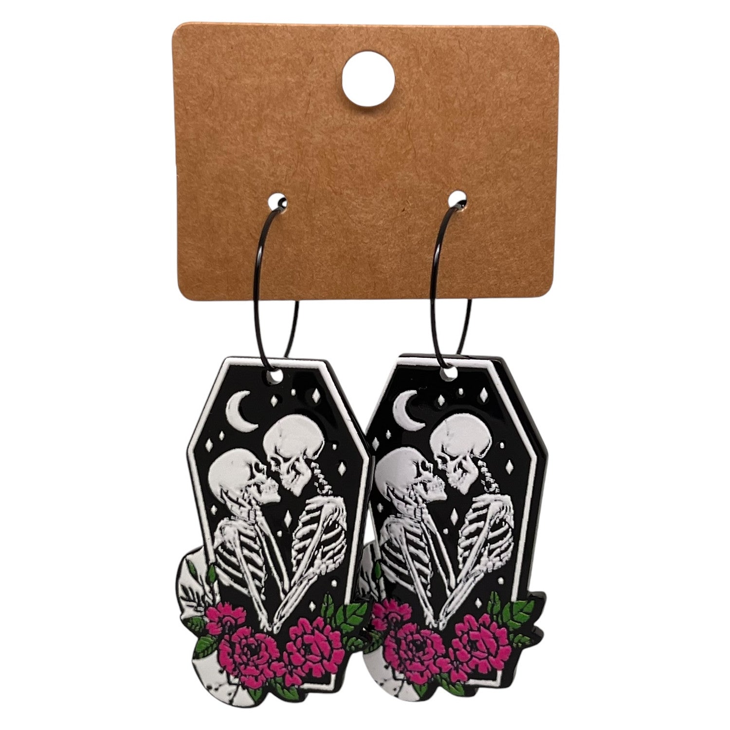 Coffin Skeleton Lovers Charm Earrings