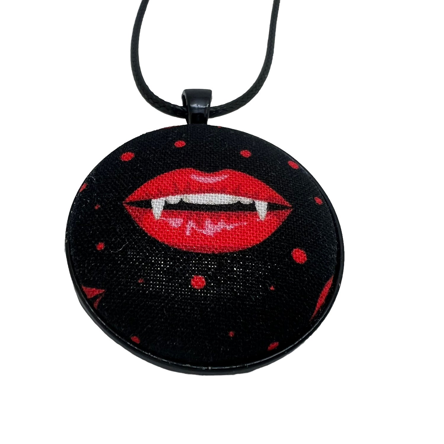 Vampire Bite - Large Fabric Button Necklace