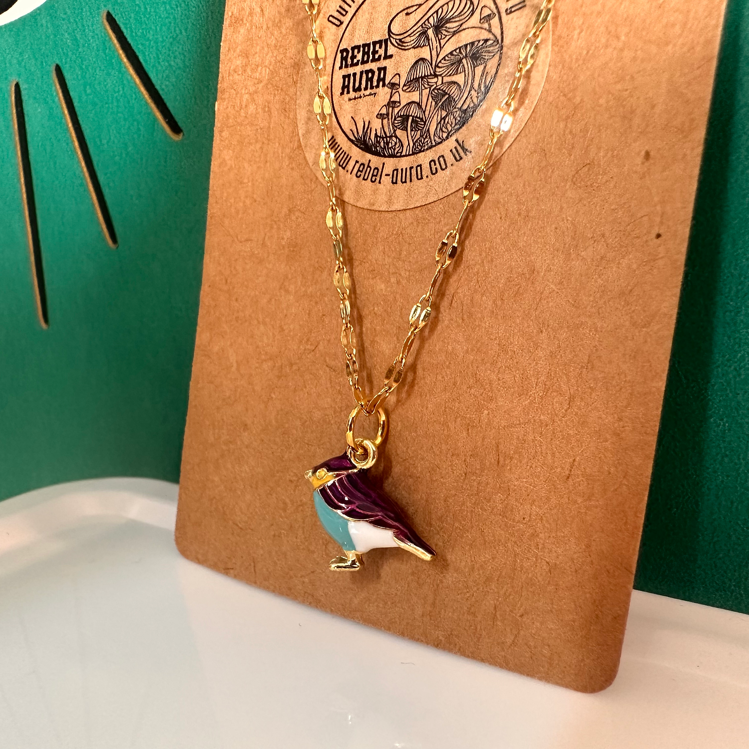 Purple Bird Charm Necklace
