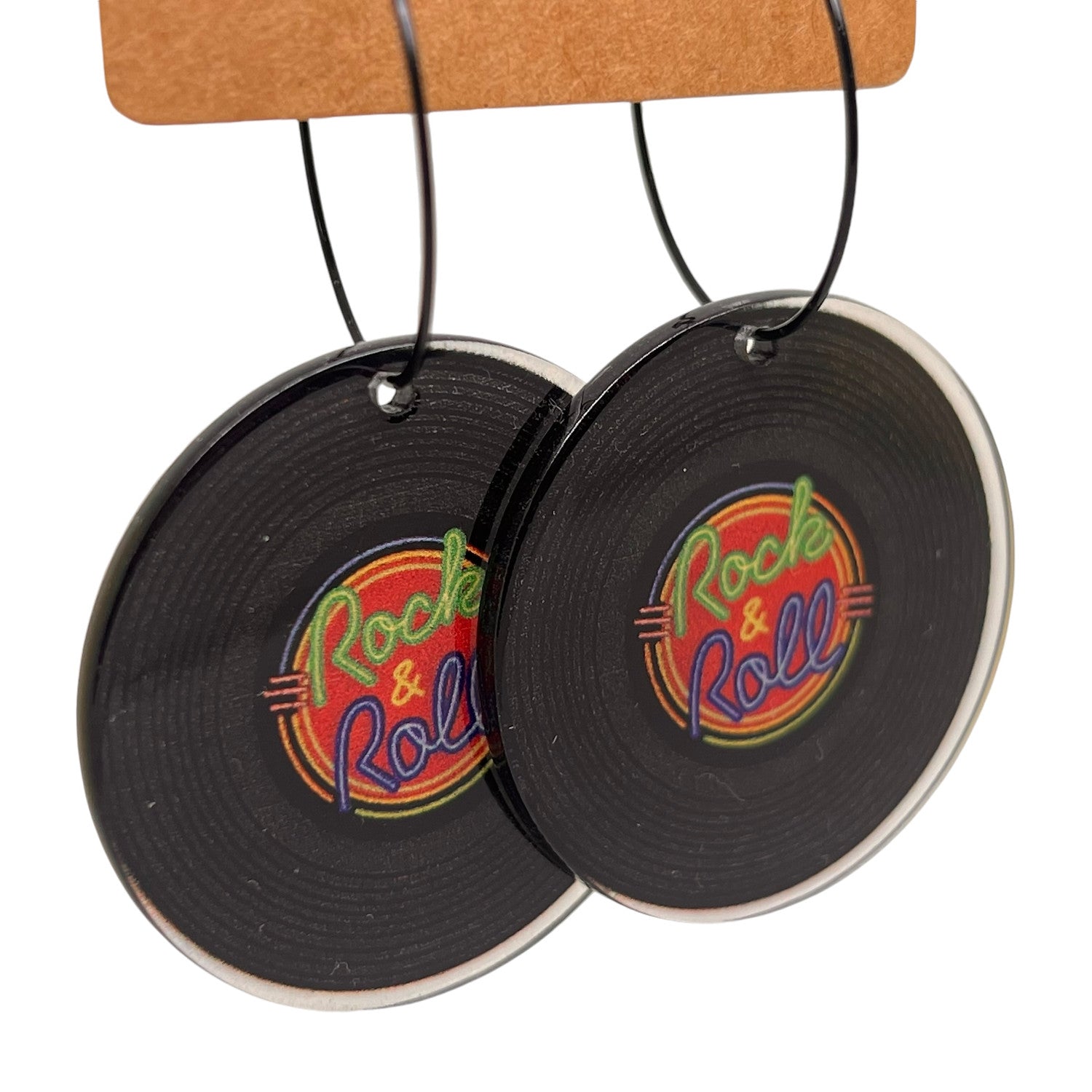 Vinyl Rock & Roll Record Charm Earrings