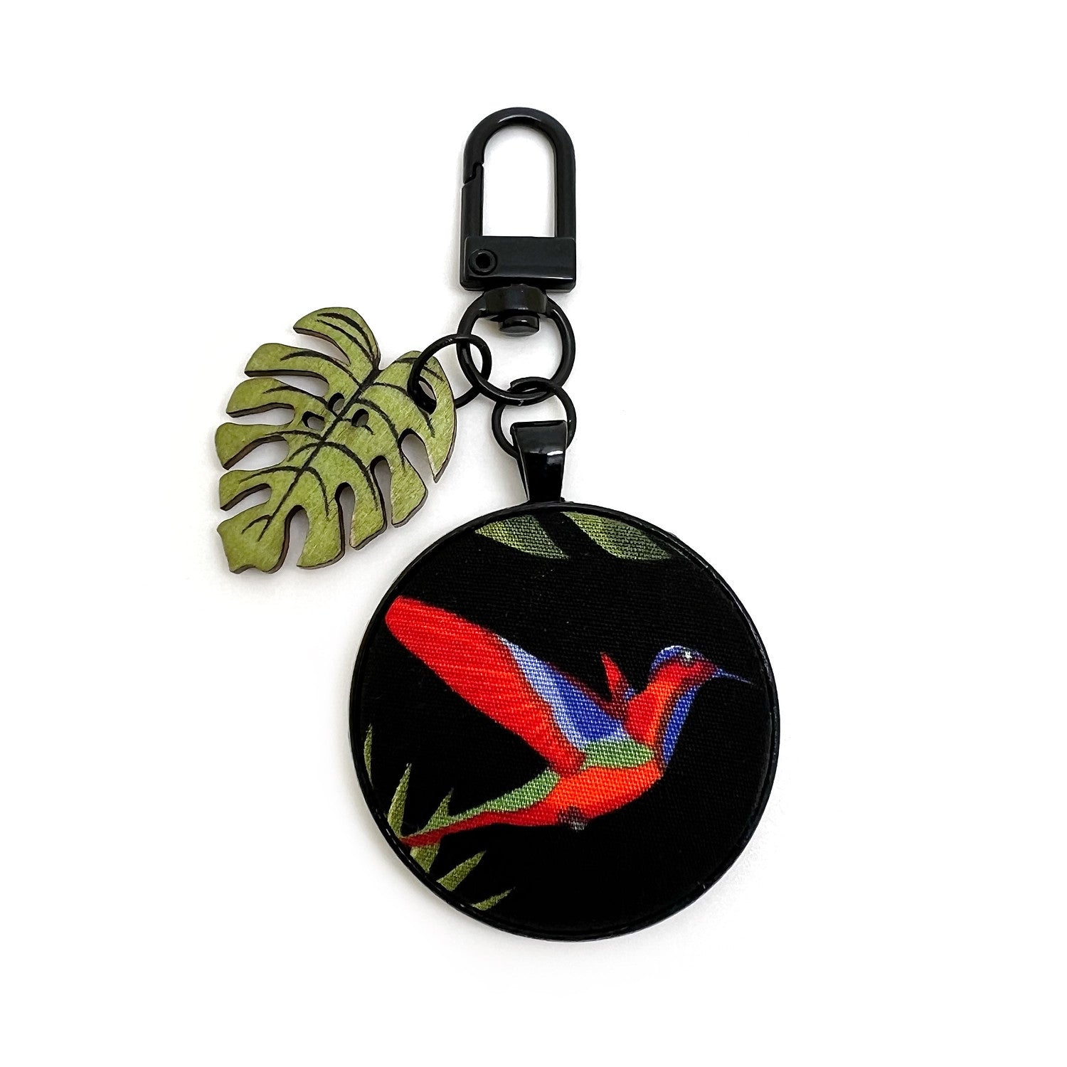 Tropical Bird Monstera Key Ring