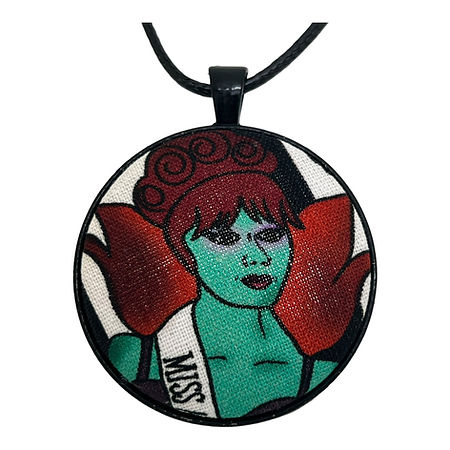 Beetlejuice Large Fabric Button Necklace