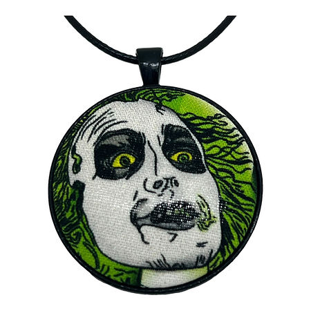 Beetlejuice Large Fabric Button Necklace