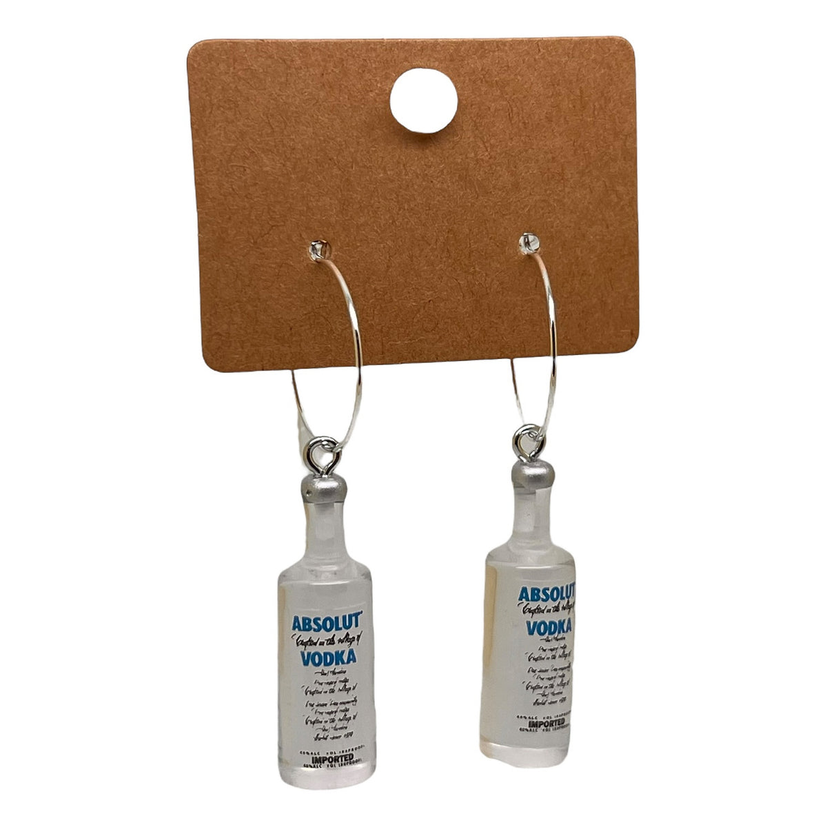 Vodka bottle novelty charm earrings — Rebel Aura handmade jewellery