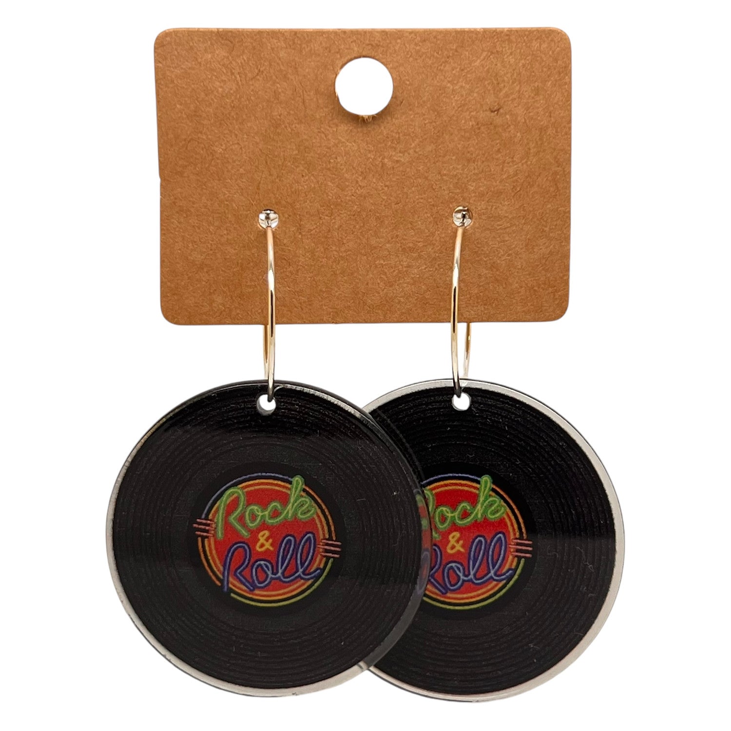 Vinyl Rock & Roll Record Charm Earrings
