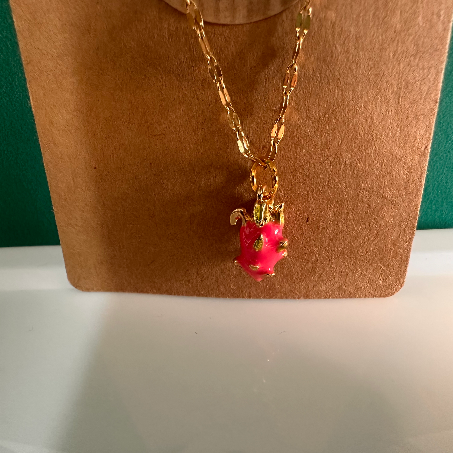 Pink Dragon Fruit Charm Necklace