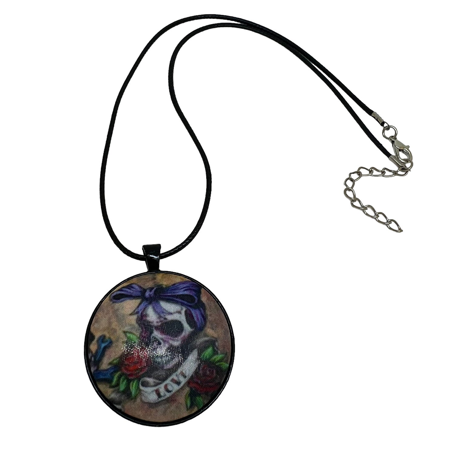 “True Love” Rockabilly Tattoo - Large Fabric Button Necklace