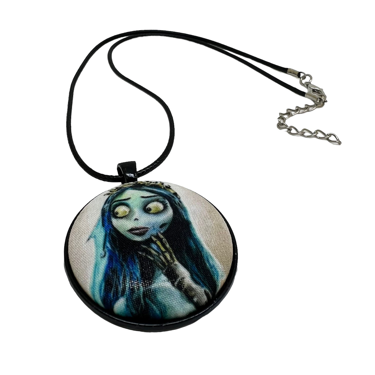 Corpse Bride - Large Fabric Button Necklace
