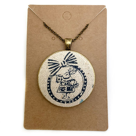 Vintage Alice In Wonderland - Large Fabric Button Necklace