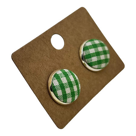Checked Fabric Stud Earrings