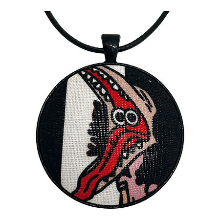Beetlejuice Large Fabric Button Necklace