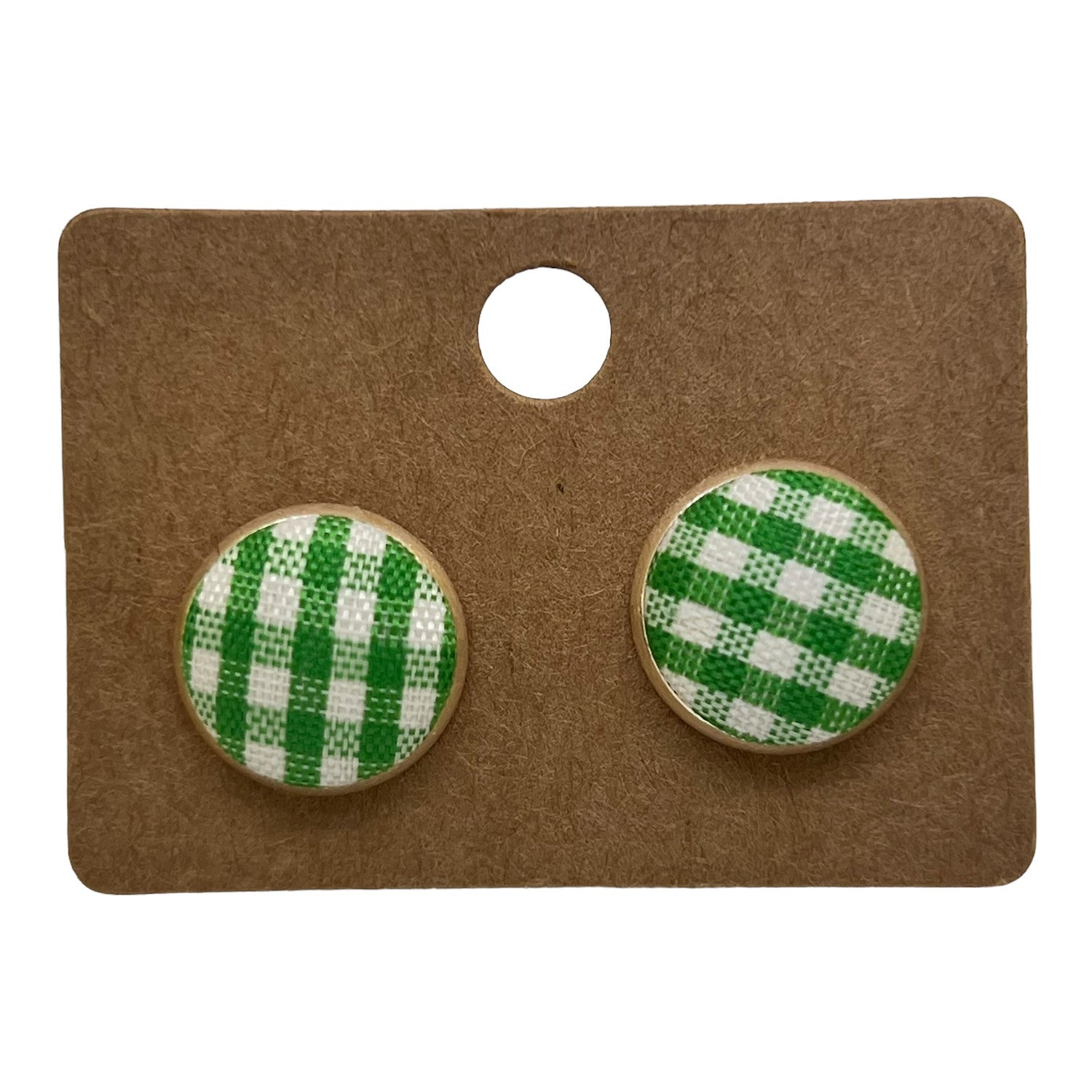 Checked Fabric Stud Earrings