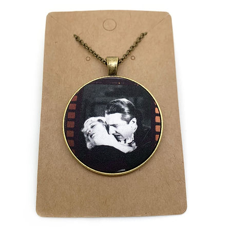 Horror Film - Large Fabric Button Necklace