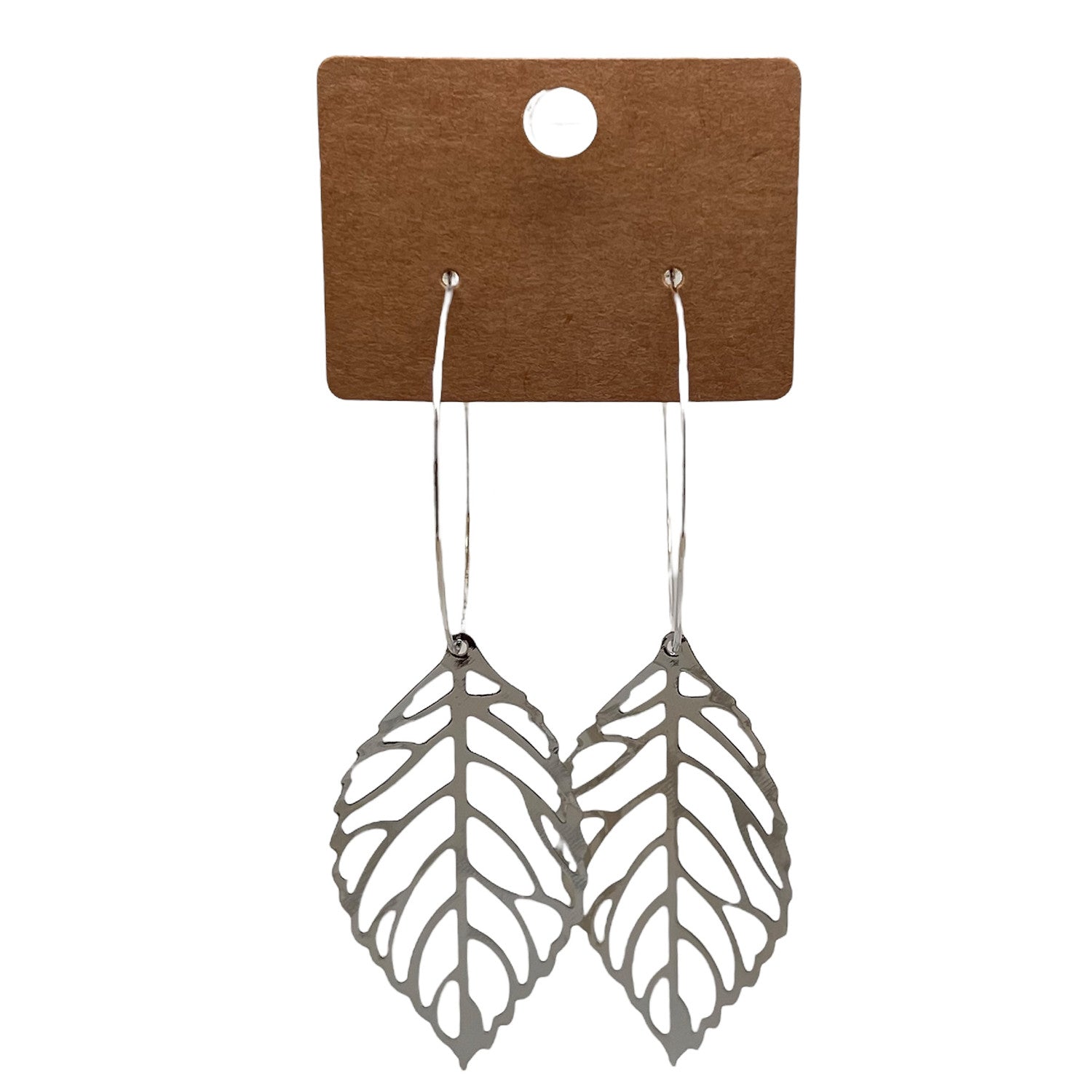 Large Cutout Leaf Charm Earrings
