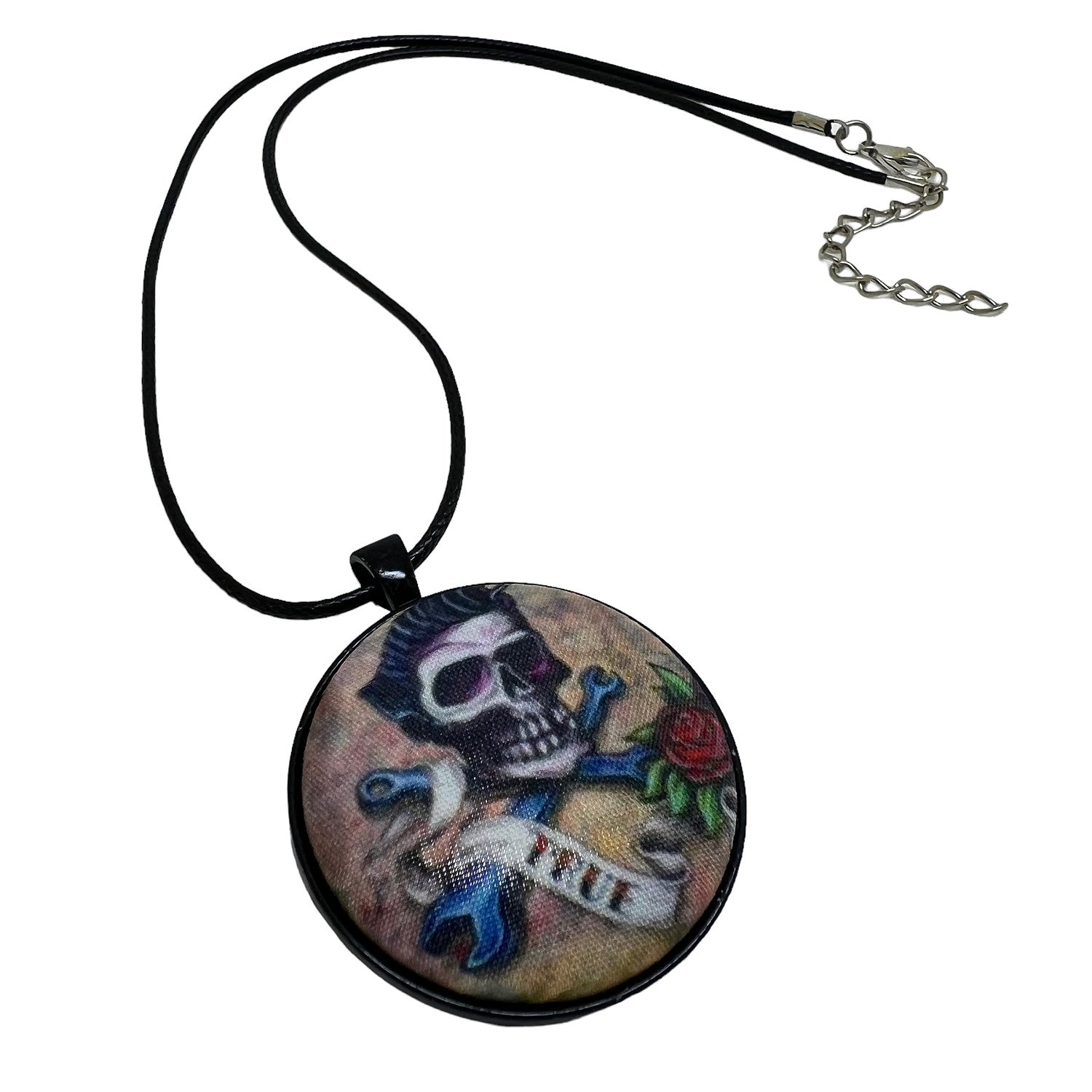 “True Love” Rockabilly Tattoo - Large Fabric Button Necklace