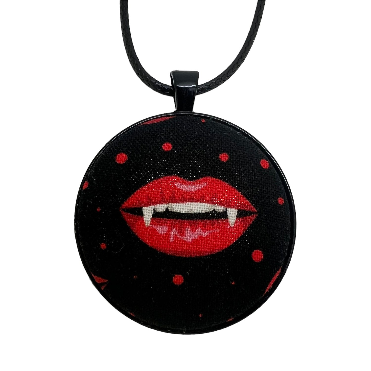 Vampire Bite - Large Fabric Button Necklace