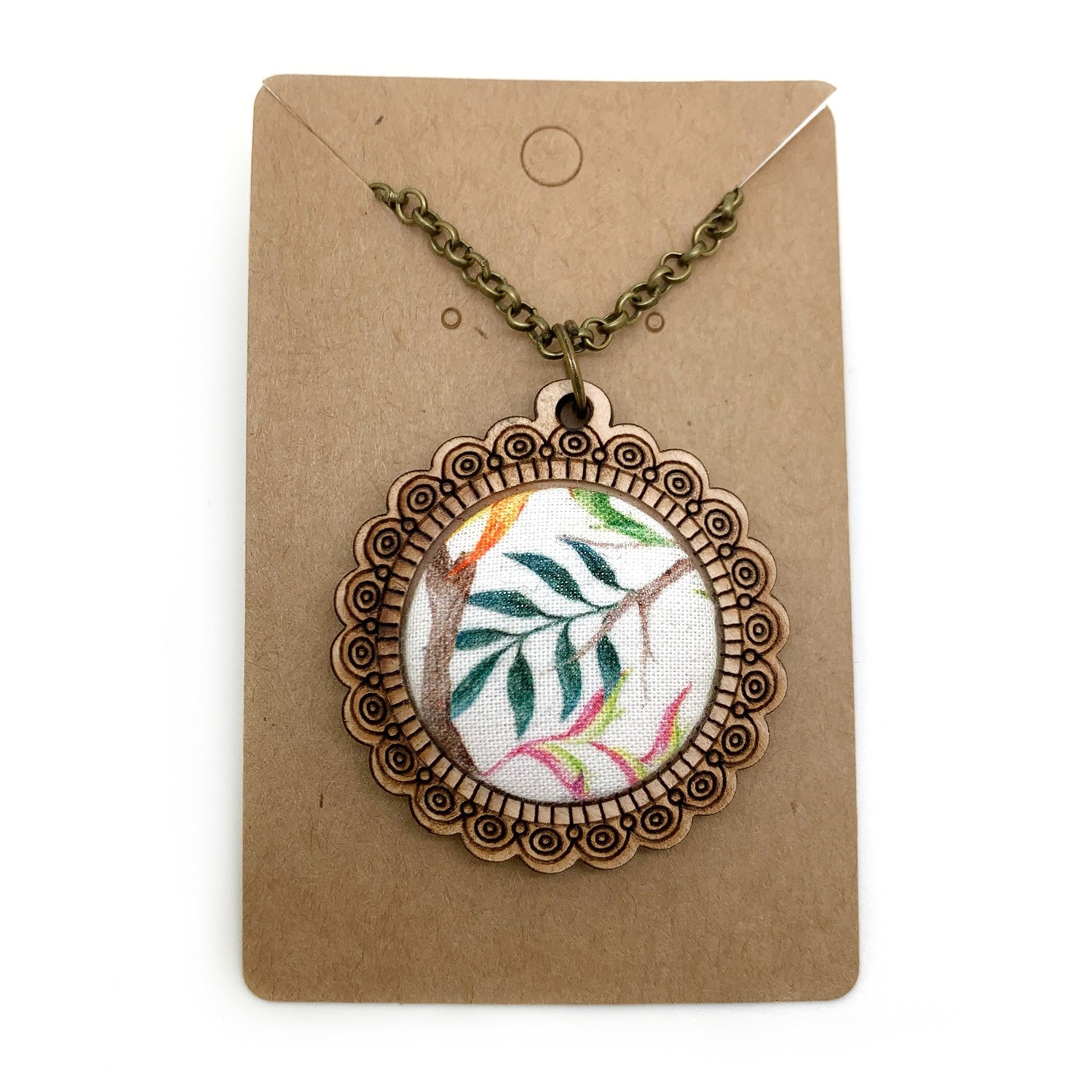 Tropical Branch - Wood Frame Necklace
