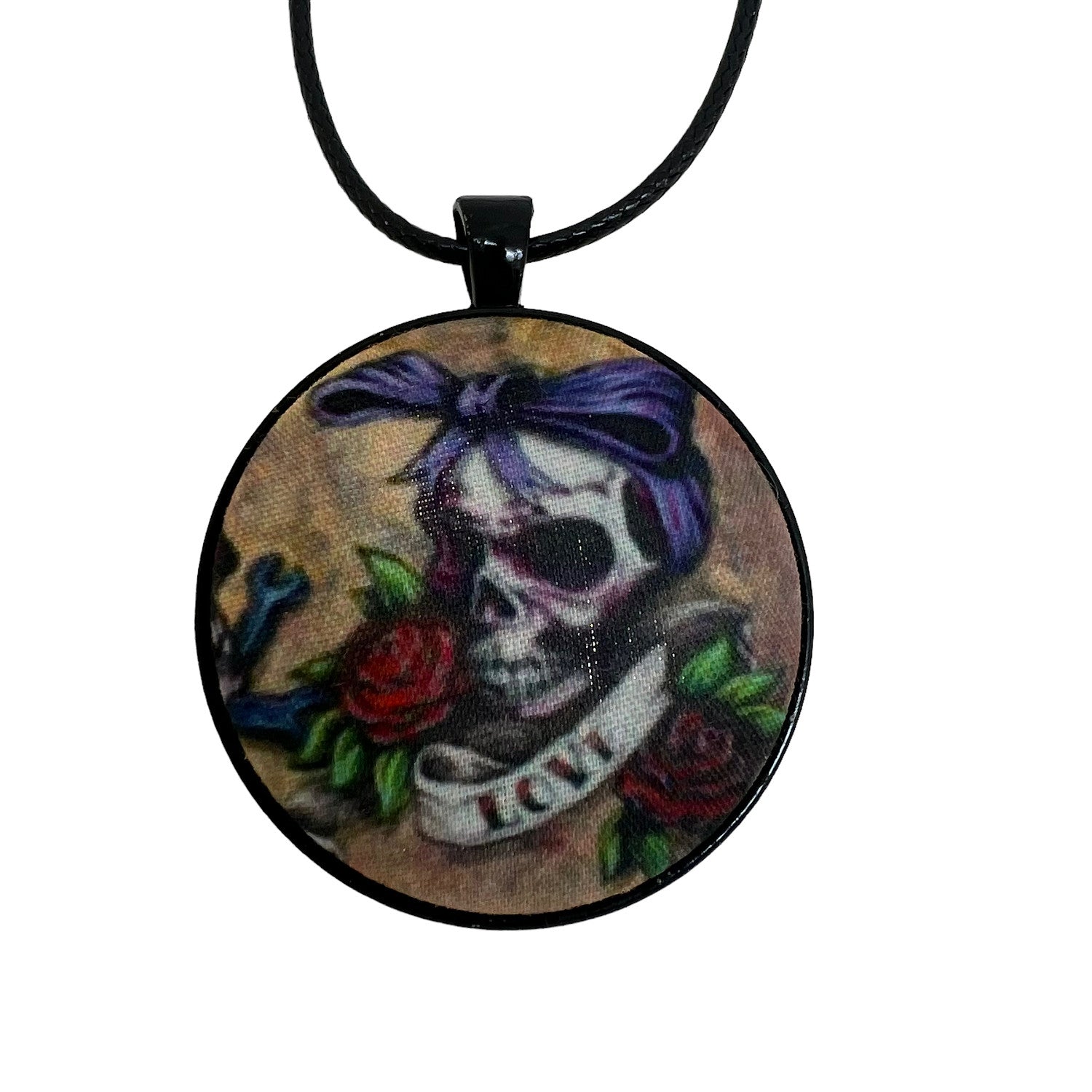 “True Love” Rockabilly Tattoo - Large Fabric Button Necklace