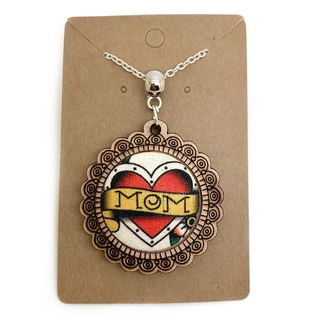 Vintage Tattoo - Wood Frame Necklace