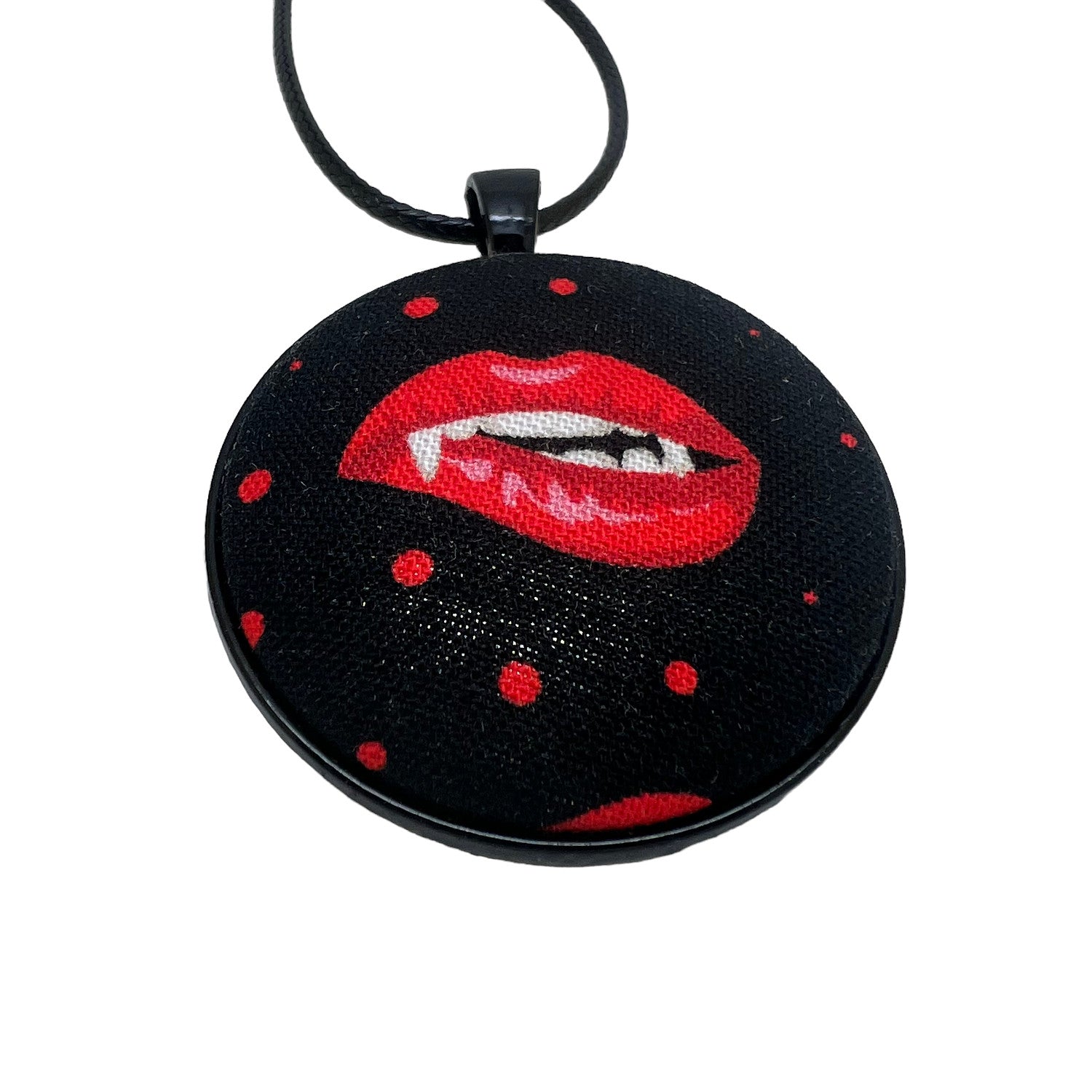 Vampire Bite - Large Fabric Button Necklace
