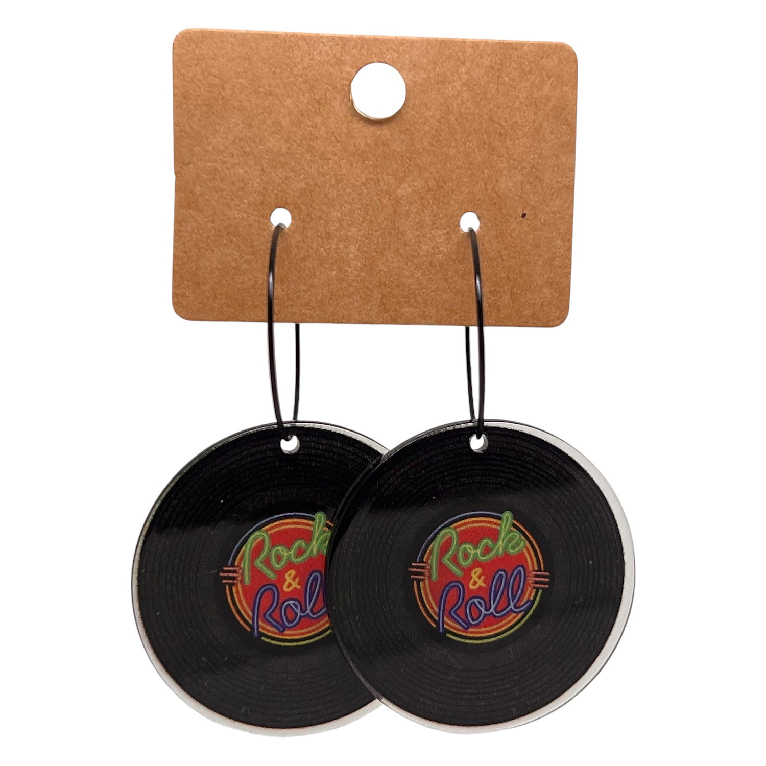 Vinyl Rock & Roll Record Charm Earrings