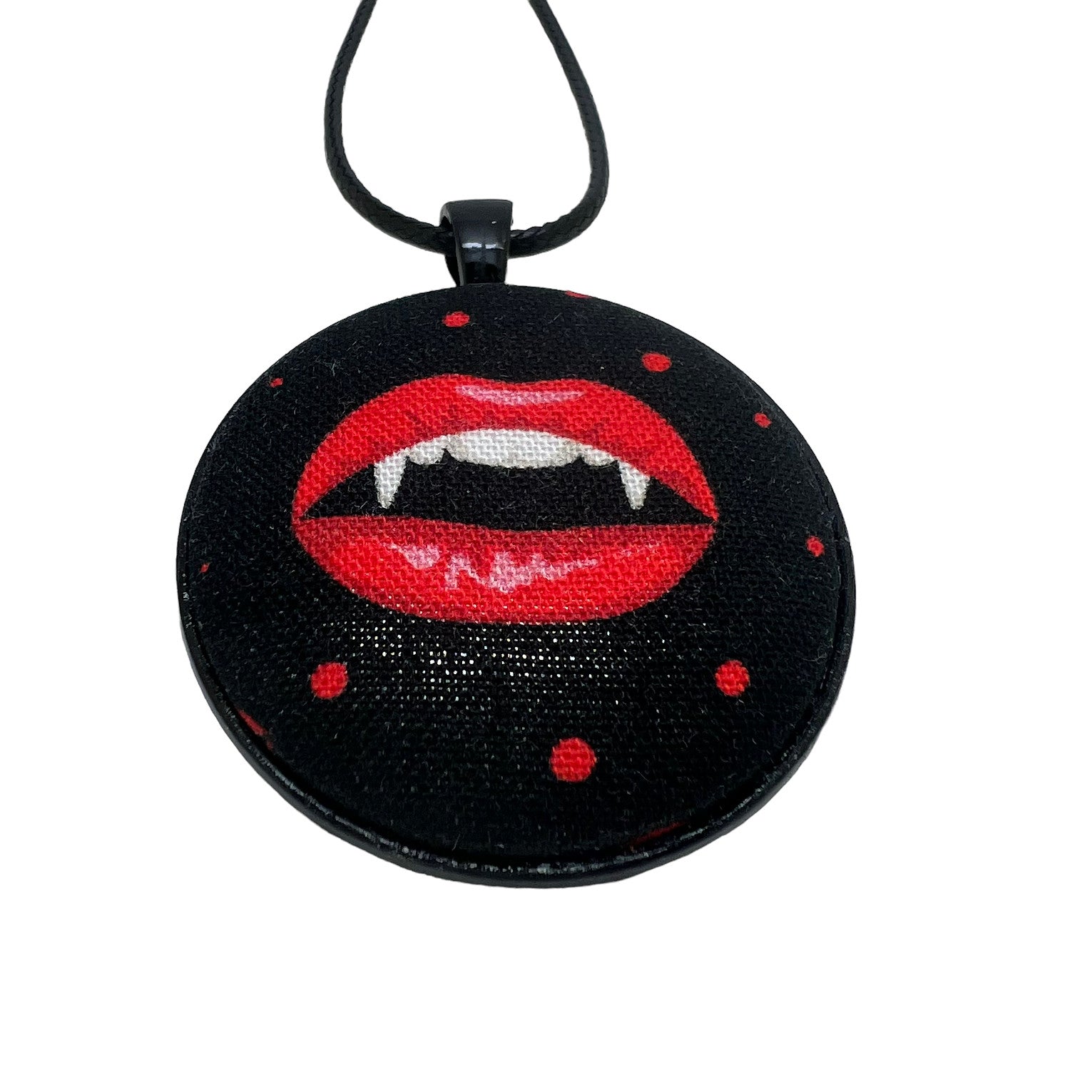 Vampire Bite - Large Fabric Button Necklace