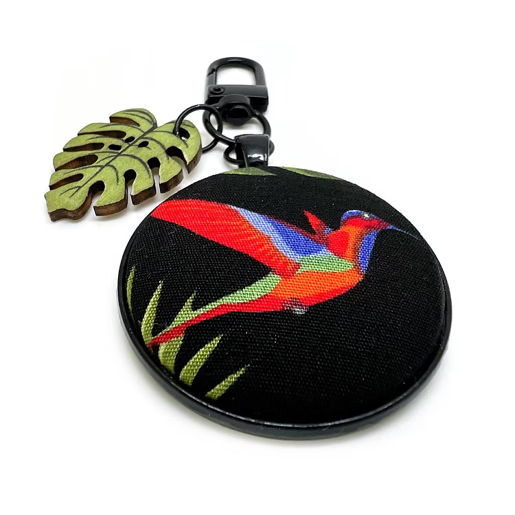 Tropical Bird Monstera Key Ring