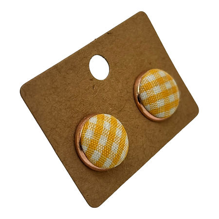 Checked Fabric Stud Earrings