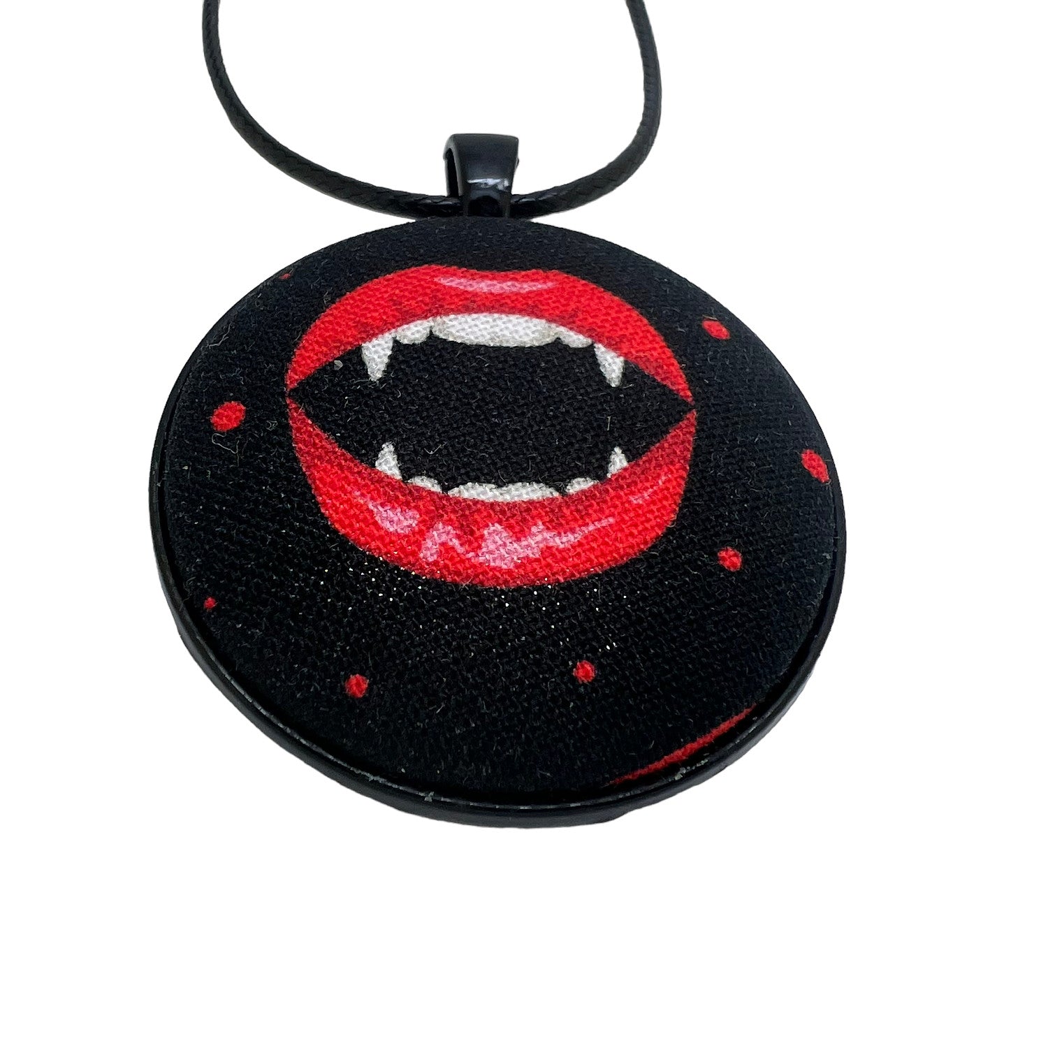 Vampire Bite - Large Fabric Button Necklace