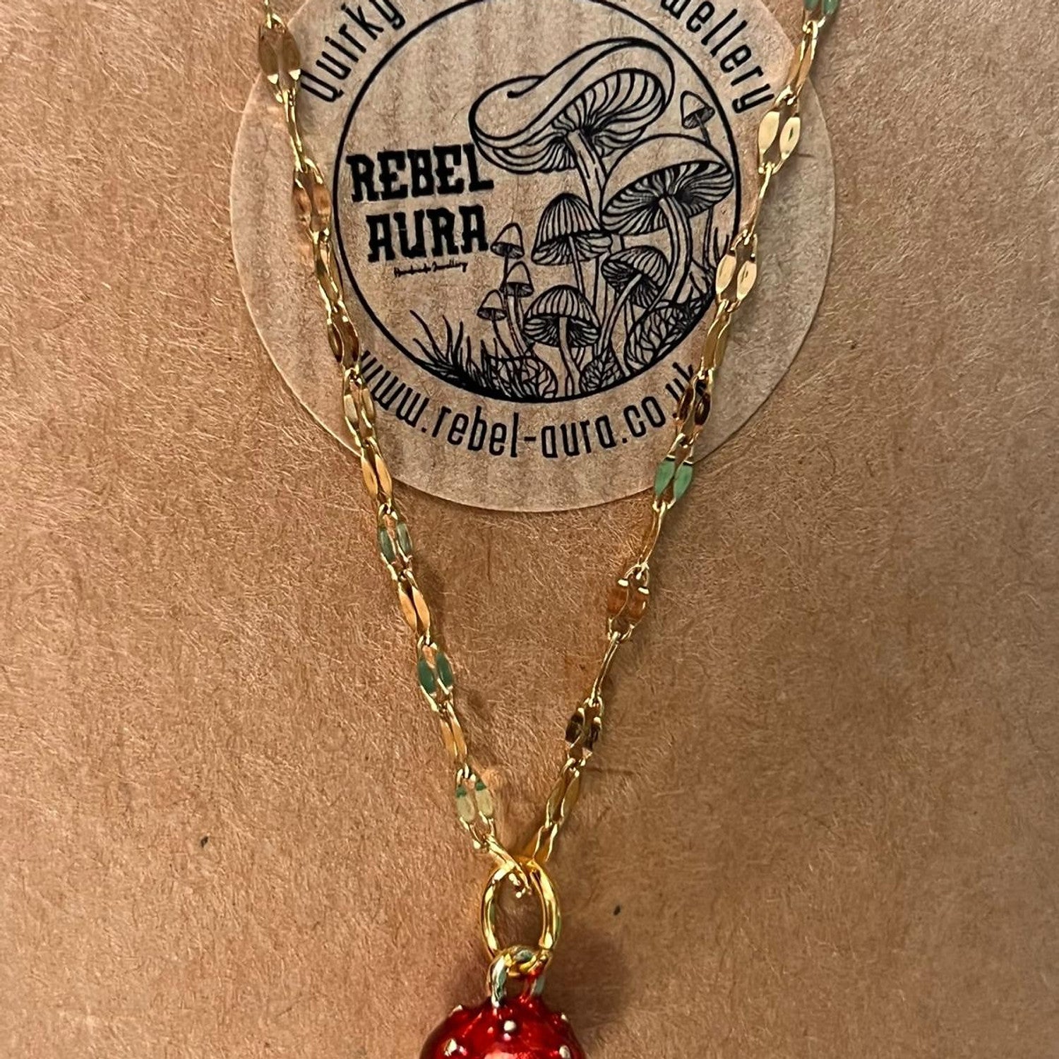 Red Toadstool Charm Necklace