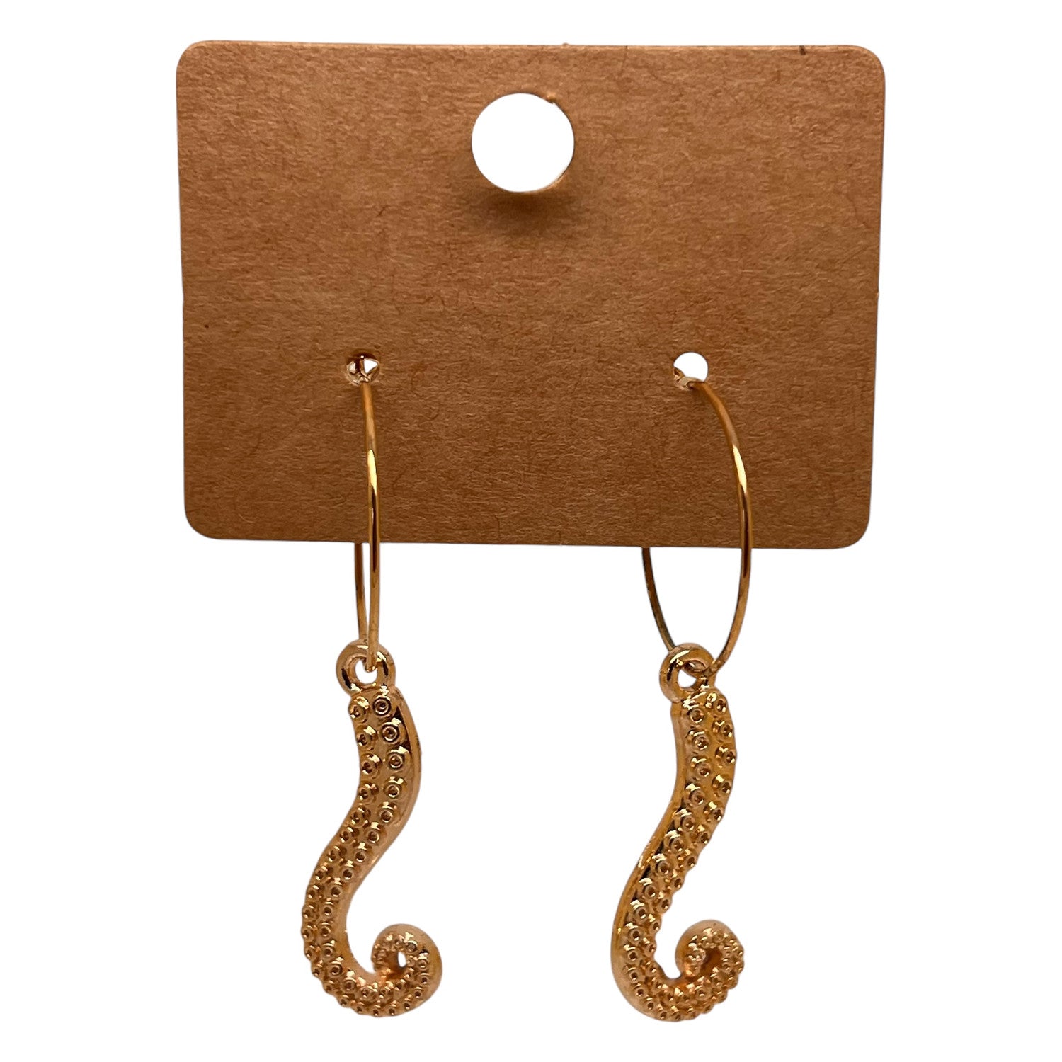 Gold Octopus Tentacle Charm Earrings