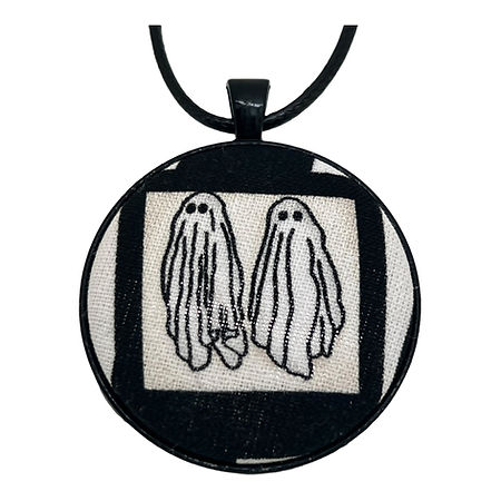 Beetlejuice Large Fabric Button Necklace