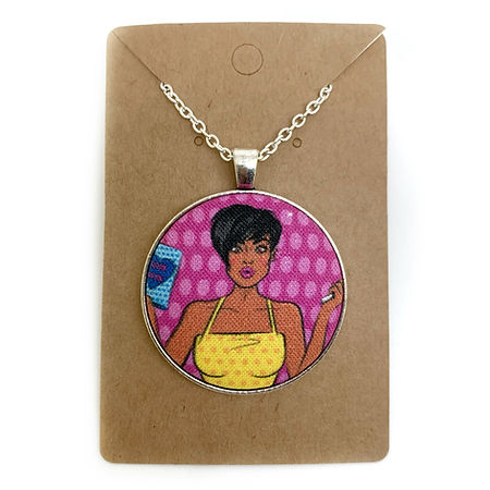 Pop Art Women - Large Fabric Button Necklace