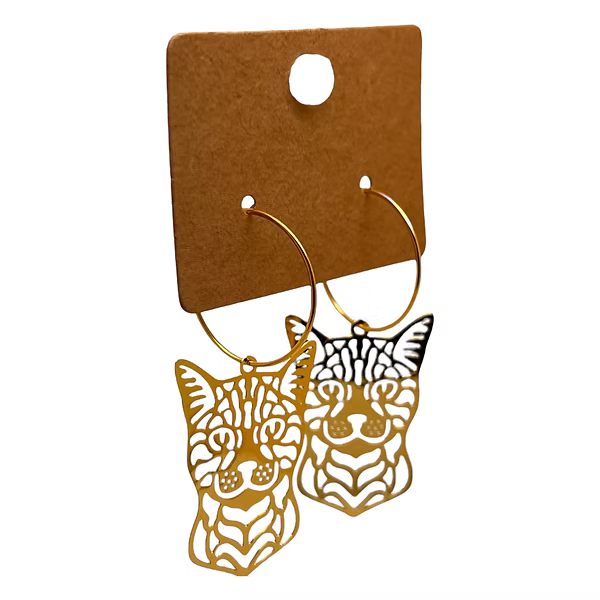 Gold Cat Cutout Charm Earrings