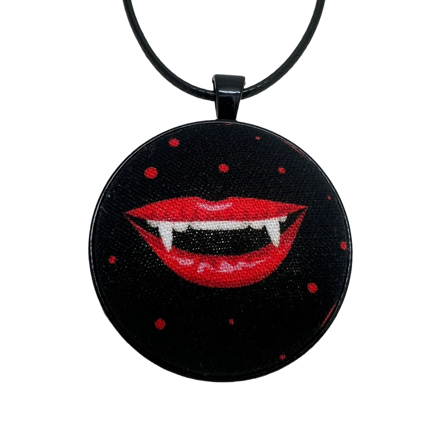 Vampire Bite - Large Fabric Button Necklace
