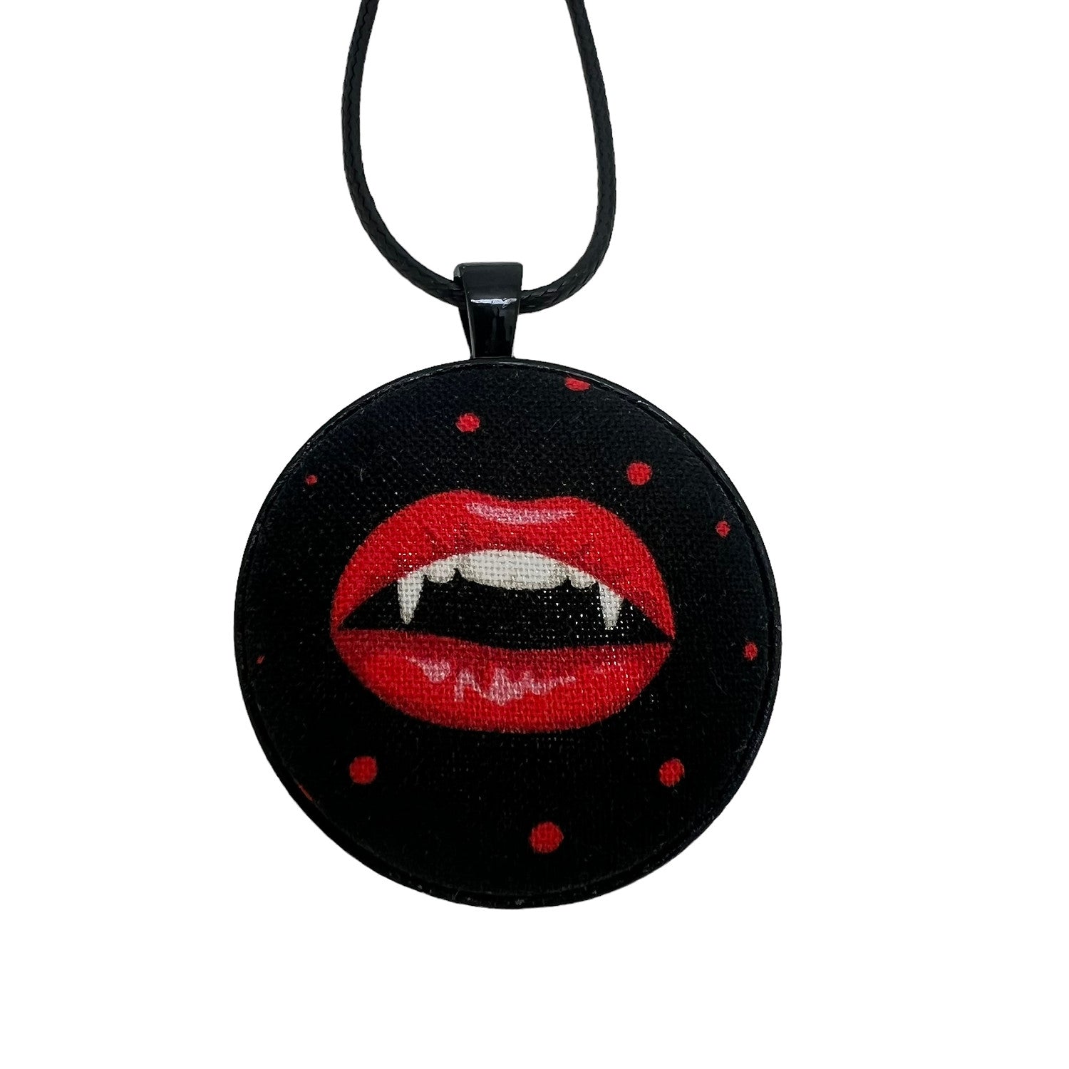 Vampire Bite - Large Fabric Button Necklace