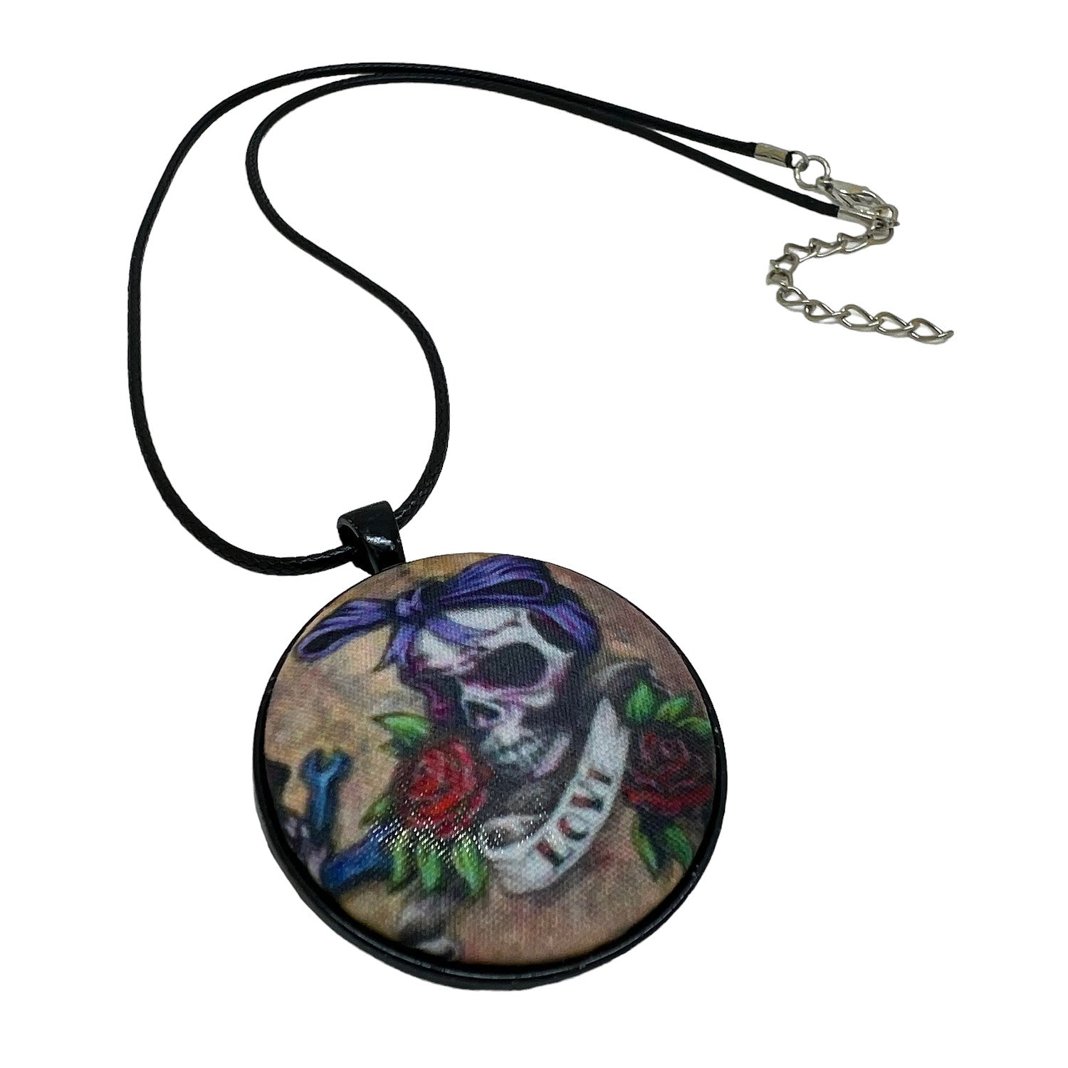 “True Love” Rockabilly Tattoo - Large Fabric Button Necklace