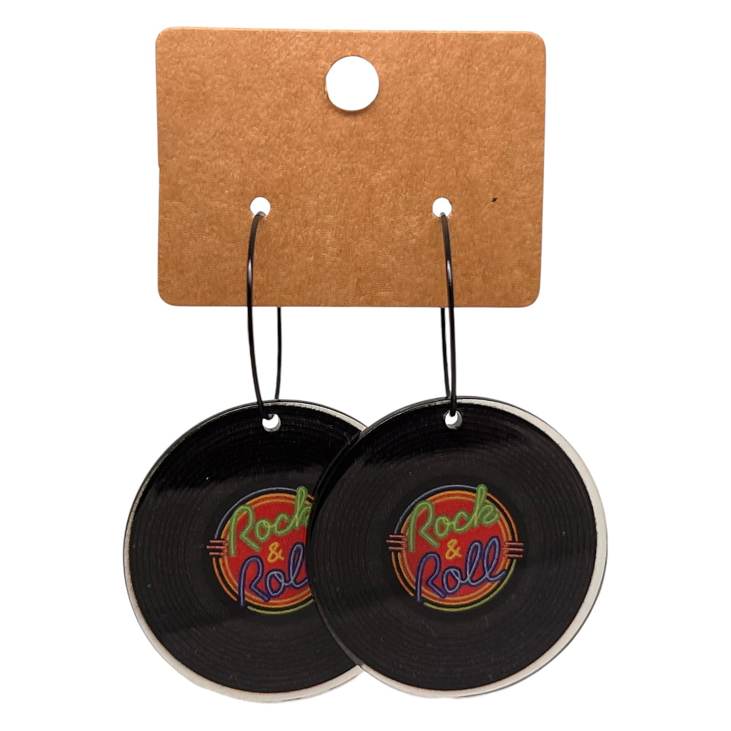 Vinyl Rock & Roll Record Charm Earrings