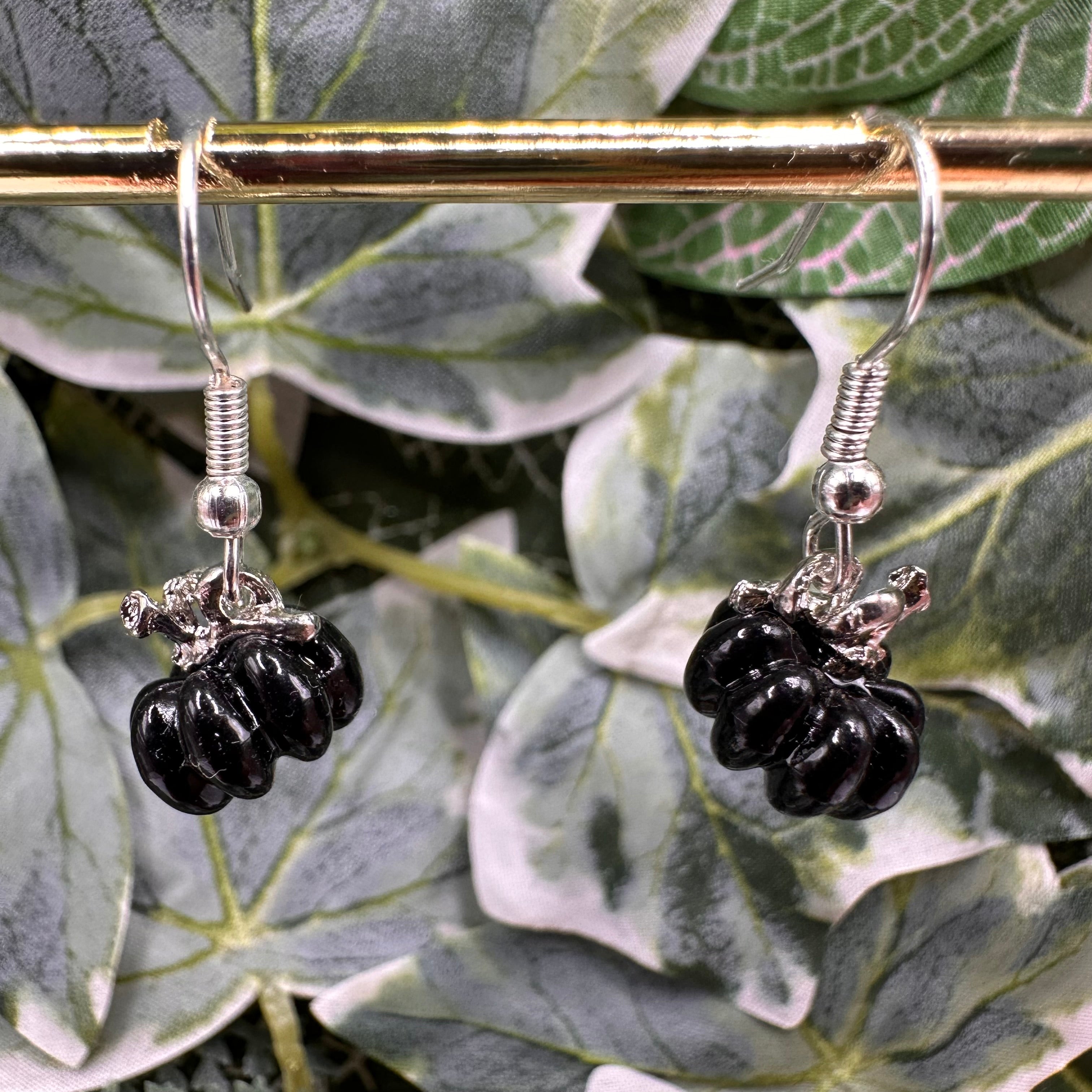 Black Pumpkin Charm Earrings